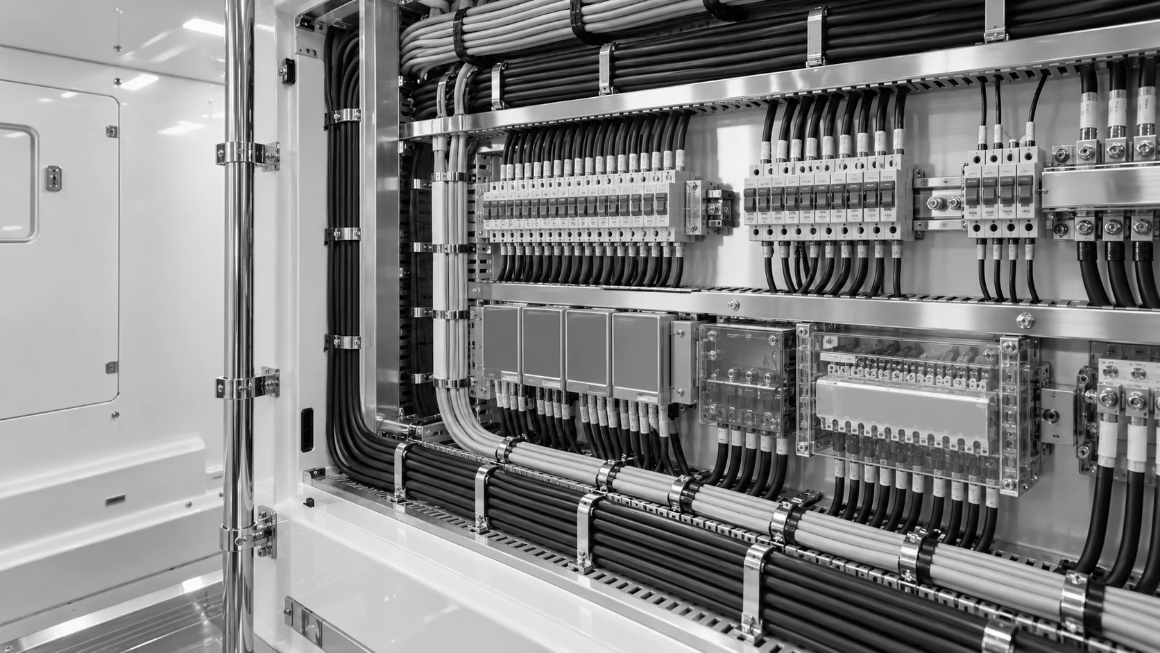 Illustrative monochrome Marine wiring and distribution