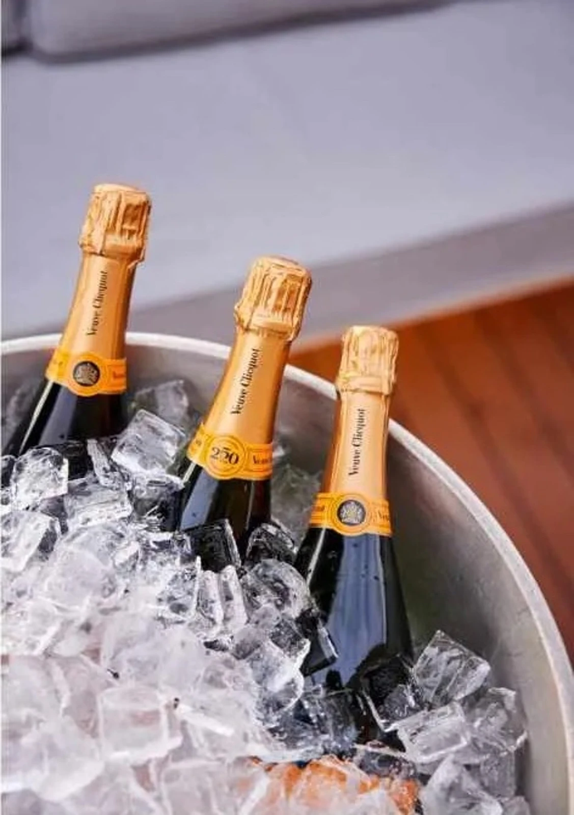 Champagne bottles chilled for a boat celebration