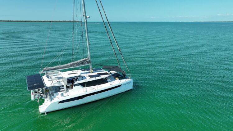 Catamaran with a large stern solar array, from Victron Energy’s Geaux Girl case study